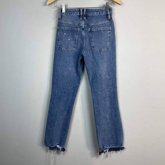 We the Free People Jeans Womens 25 Blue Distressed Cropped Button Fly Stretch - Picture 5 of 10